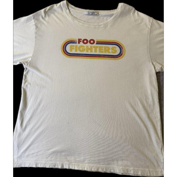 NWOT LetLuv Tee Foo Fighters 2024 rock T-shirt dirty white - Picture 1 of 6